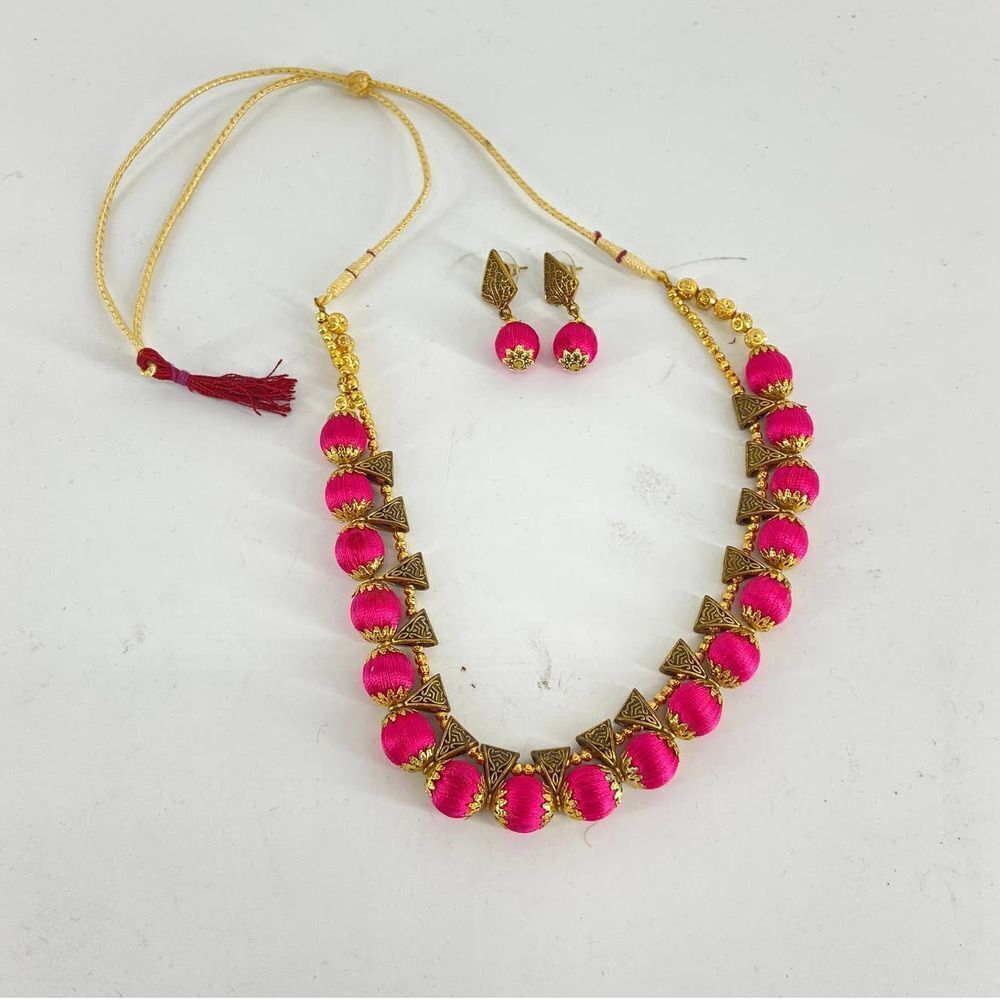 Bohemian Pink Gold Necklace and Earring Set